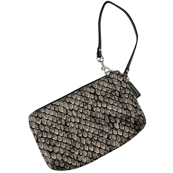 Coach Taylor Snake Print Turnlock Wristlet Gunmetal - Picture 3 of 6